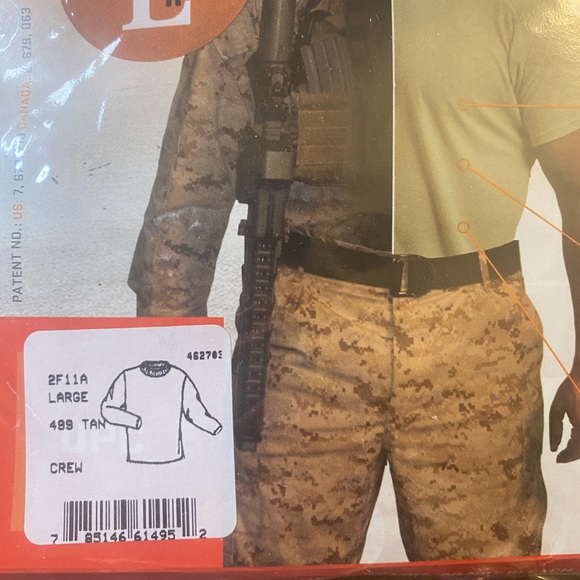 XGO phase 2 FR men’s crew neck long sleeved shirt, NWT, size Large, Tan - Picture 3 of 3